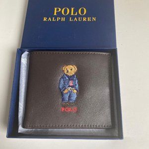 Polo Ralph Lauren Brown Leather Preppy Bear Wallet